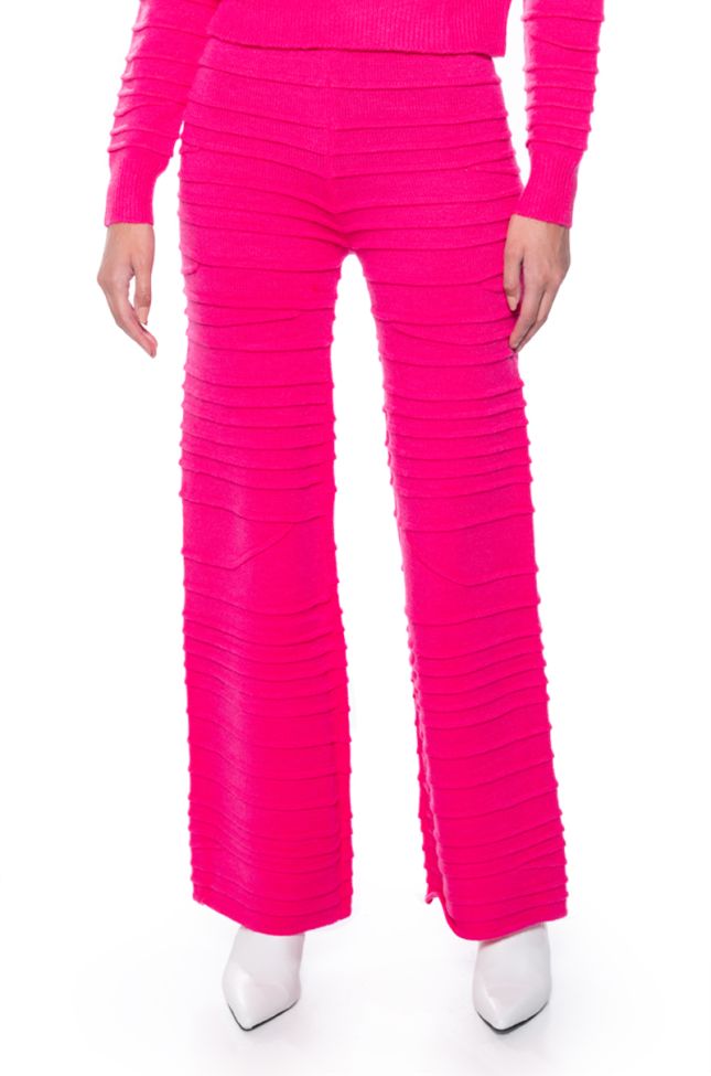 Front View Angel Energy Wide Leg Knit Trouser In Pink