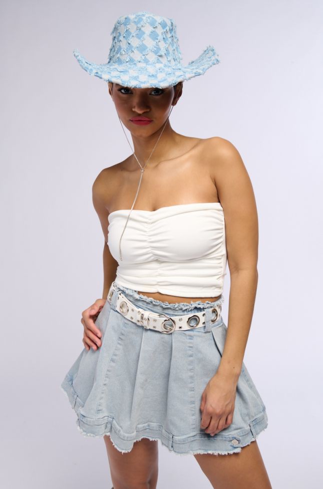 Front View Anything But Basic Ruched Tube Top