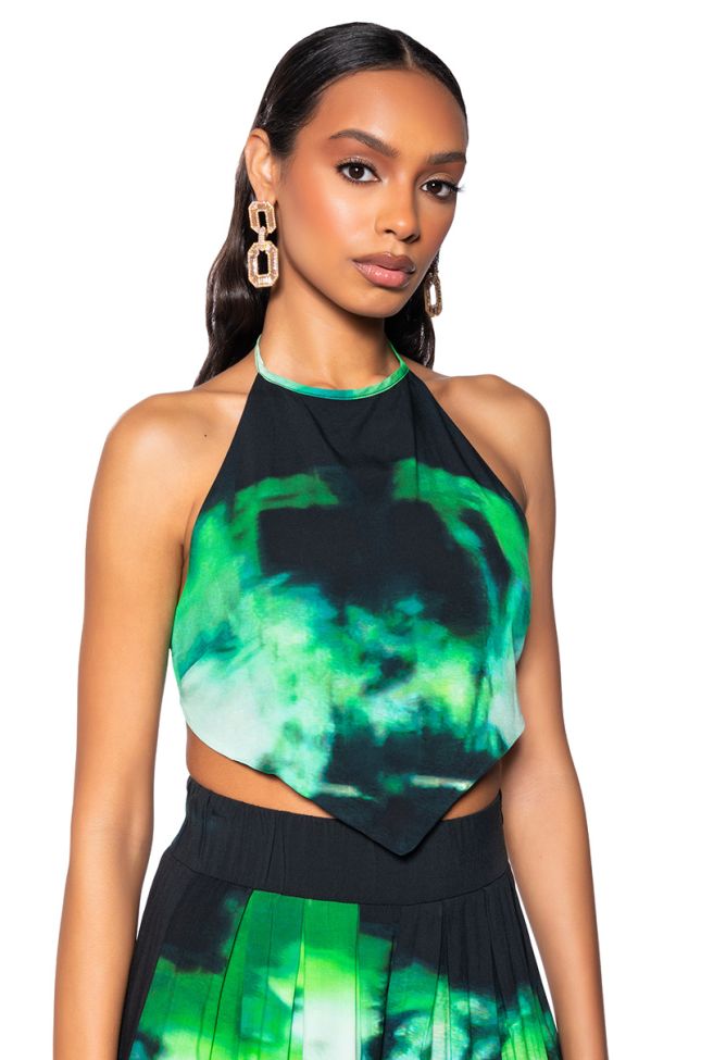 Front View Aster Printed Halter Neck Top
