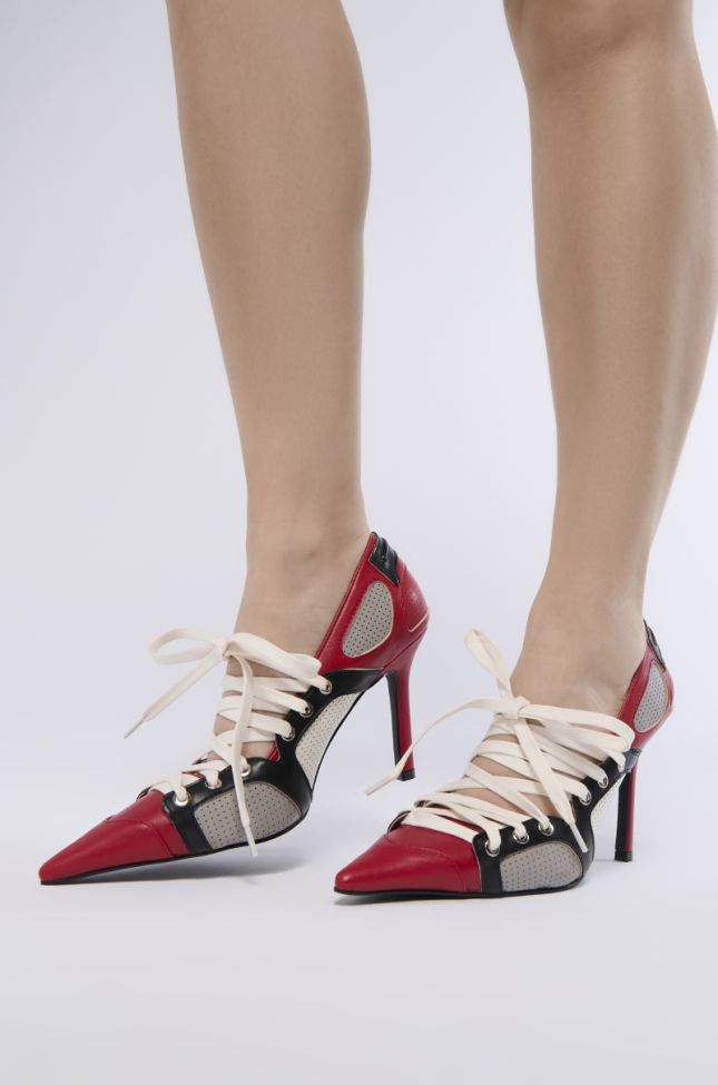Front View Azalea Wang First String Sporty Pump In Red