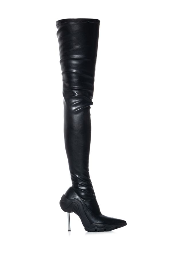 Extra View Azalea Wang Mcartney Thigh High Stiletto Boot In Black