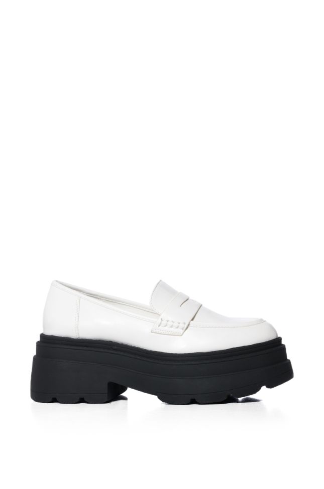 Side View Azalea Wang Pax Classic Flatform Loafer In White