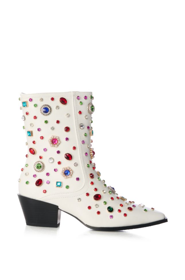 Extra View Azalea Wang Sprinkles Embellished Bootie In White