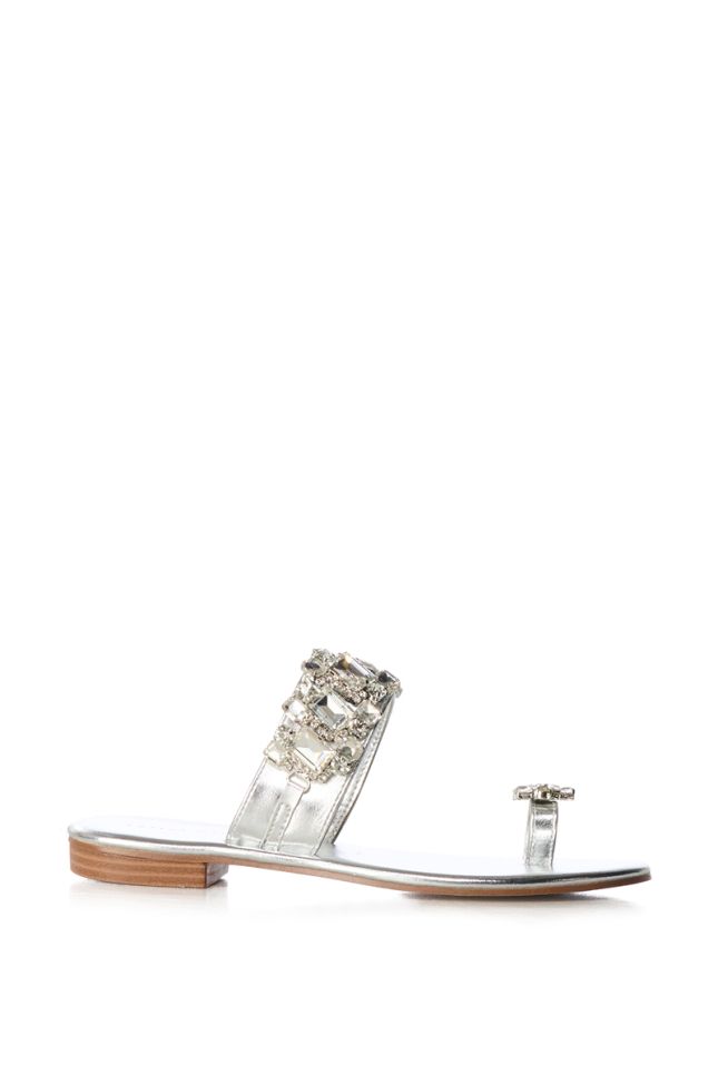 Side View Azalea Wang Whimsey Embellished Sandal In Silver