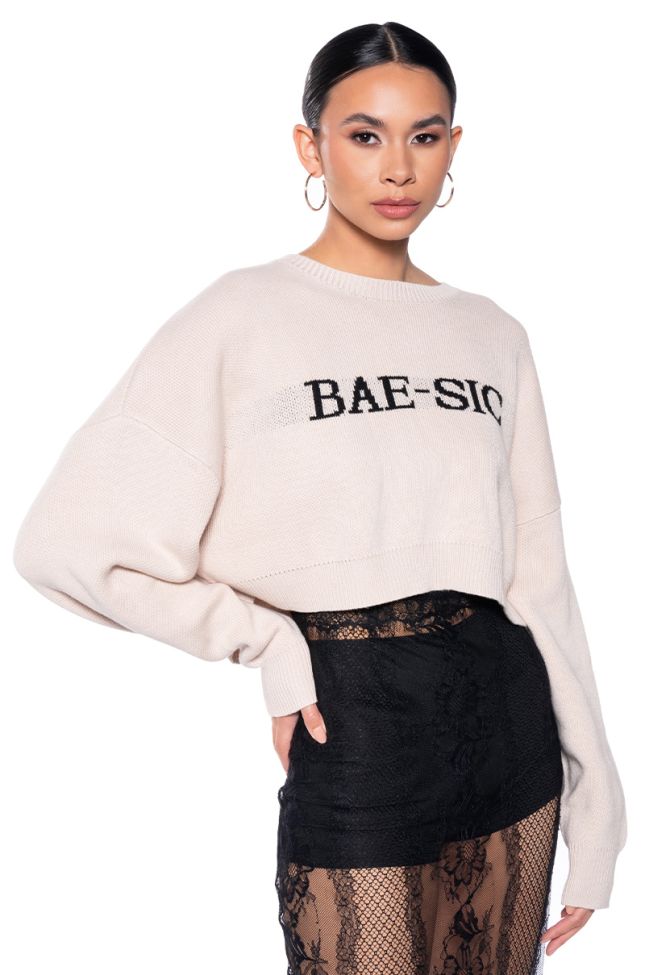 Front View Baesic Cropped Sweater