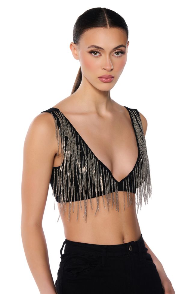 Front View Beautiful Lights Chain Fringe Bra Top