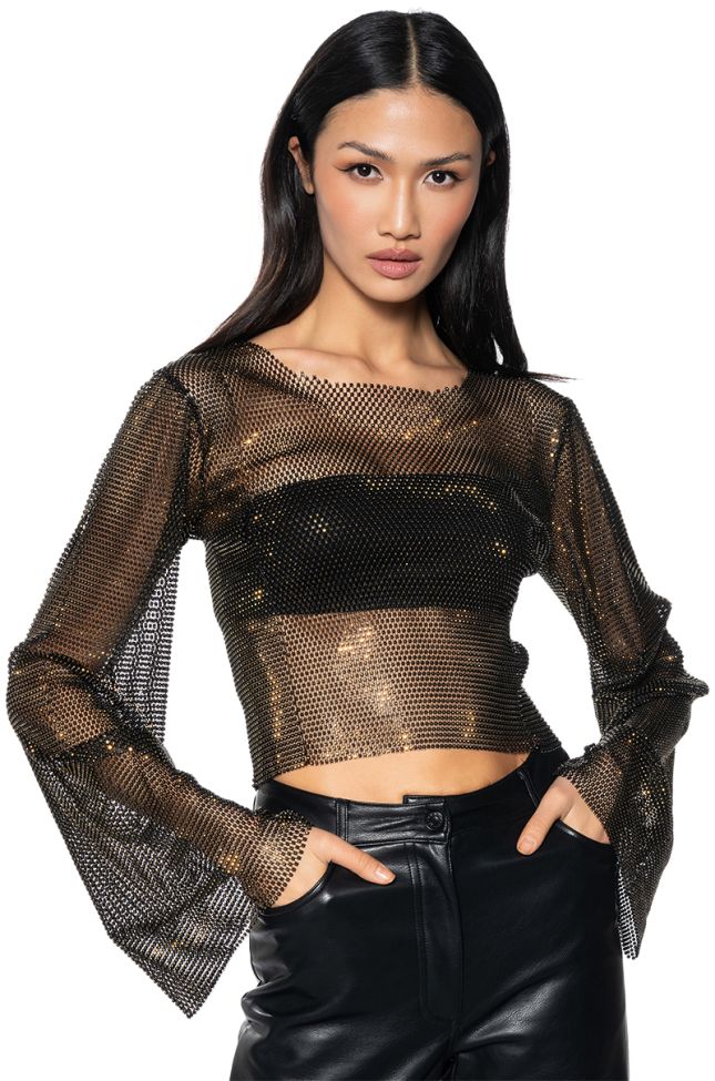 Akira Plus Meet in The Middle Long Sleeve Scale Top | Black | Size 2x