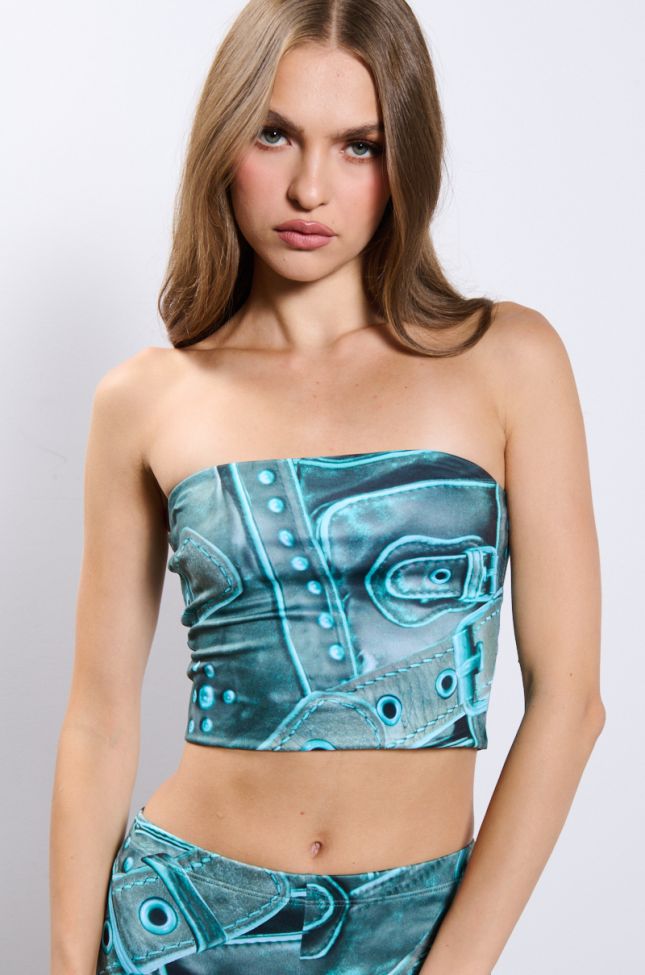 Front View Buckle Up Bandeau Top