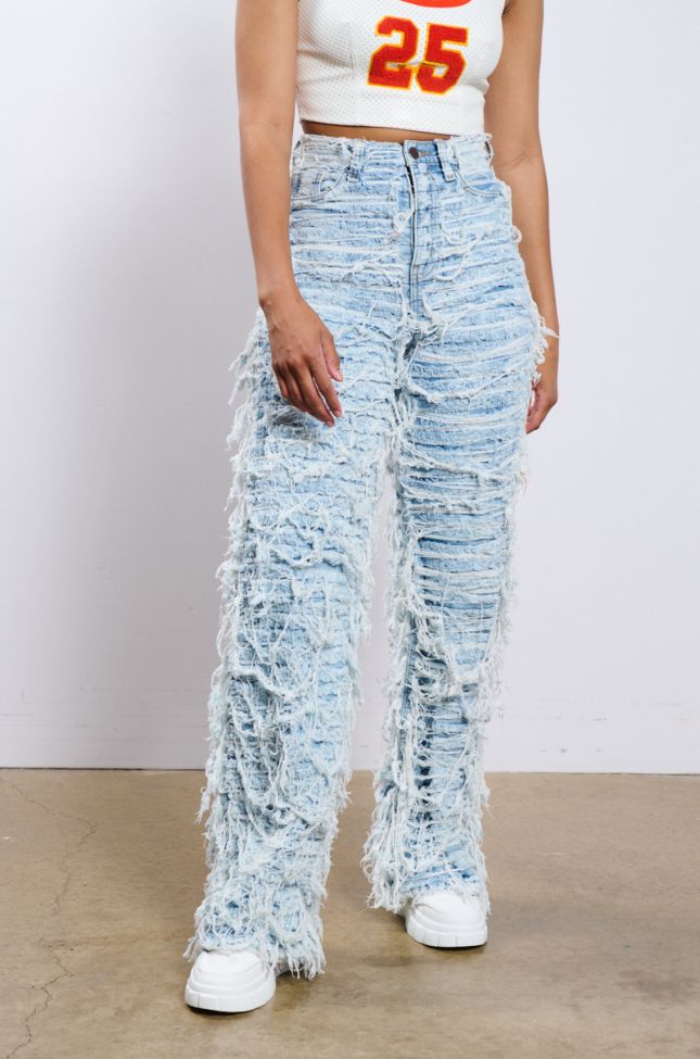 Front View Call Me Crazy Distressed Denim Pant