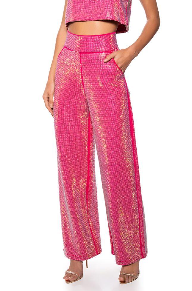 Front View Center Of Attention Rhinestone Pant In Pink