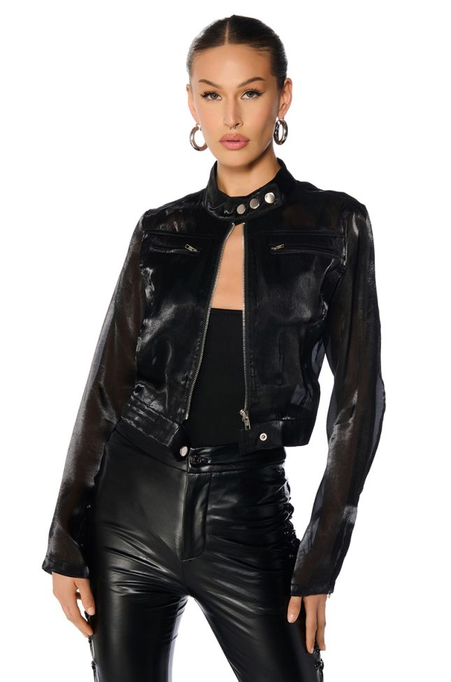 Front View Cool With You Lightweight Bomber In Black