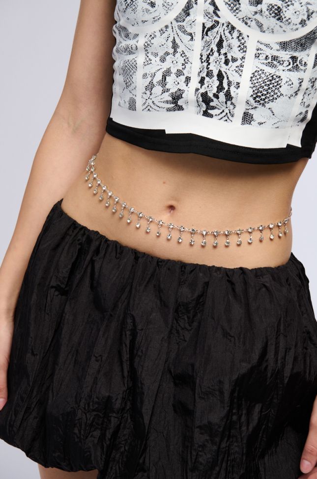 Front View Dainty Bling Belly Chain