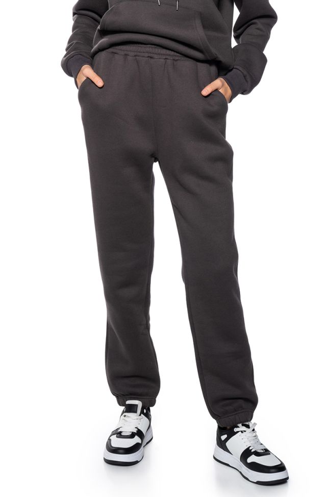 Front View Dextra French Terry Jogger In Charcoal