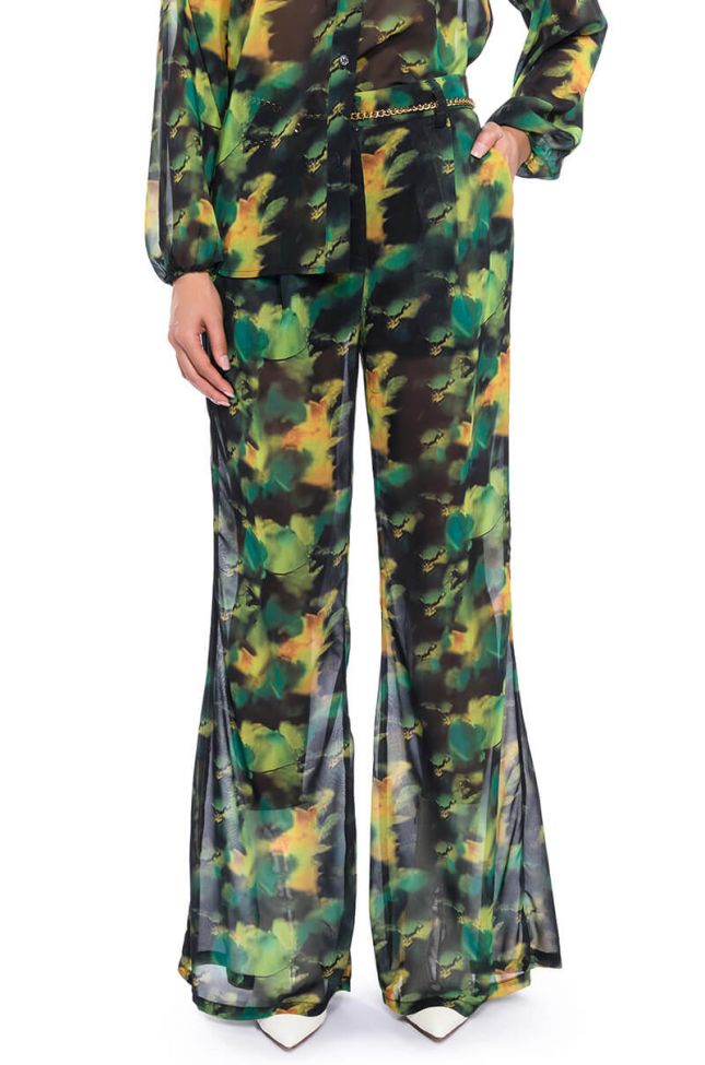 Front View Escape The Ordinary Printed Flare Trouser