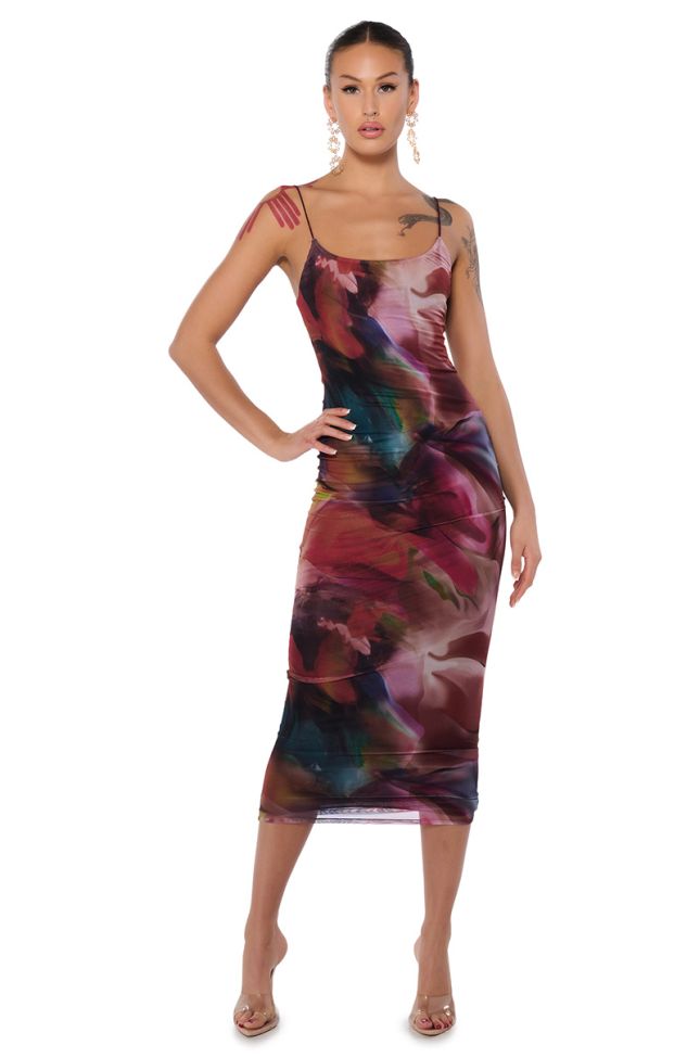 Front View Everly Printed Midi Dress
