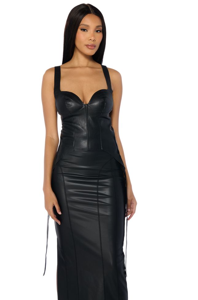 Side View Freya Faux Leather Corset Top