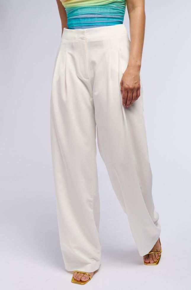 Side View Give Them Class Pleated Straight Leg Trouser