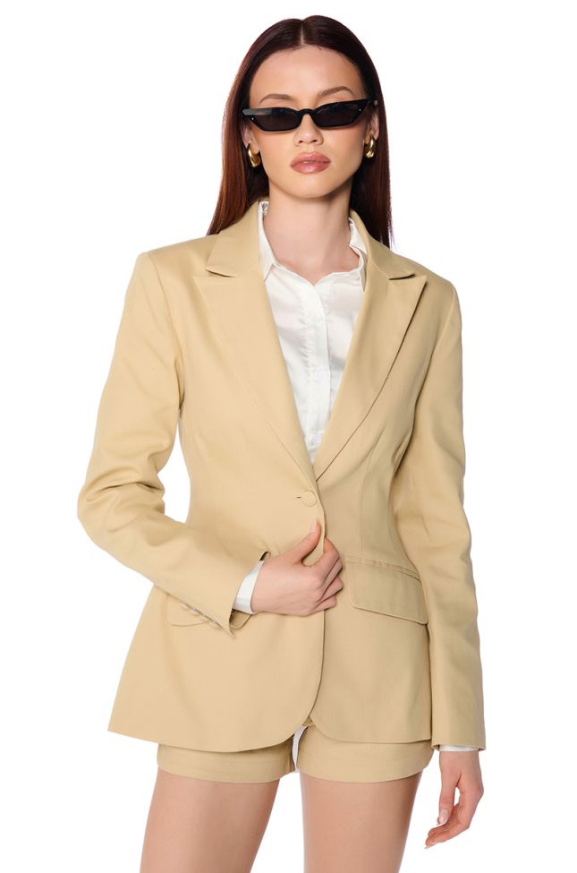 Front View Hansel Khaki Fitted Blazer