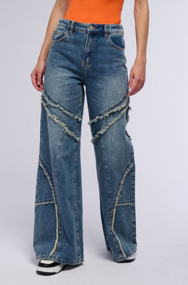 Front View Just A Feeling Distressed Denim Pant