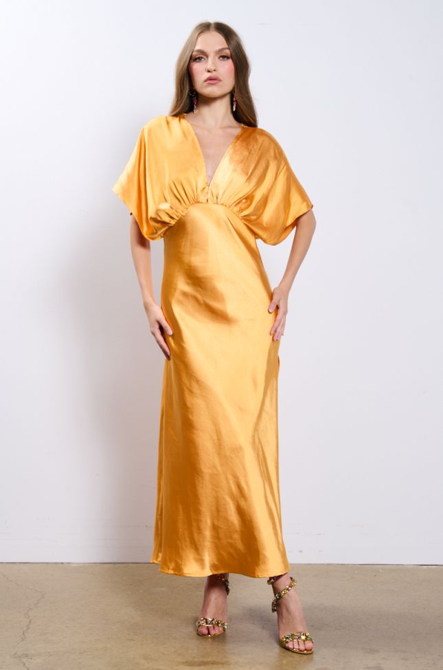 Front View Mad In Love Satin Maxi Dress