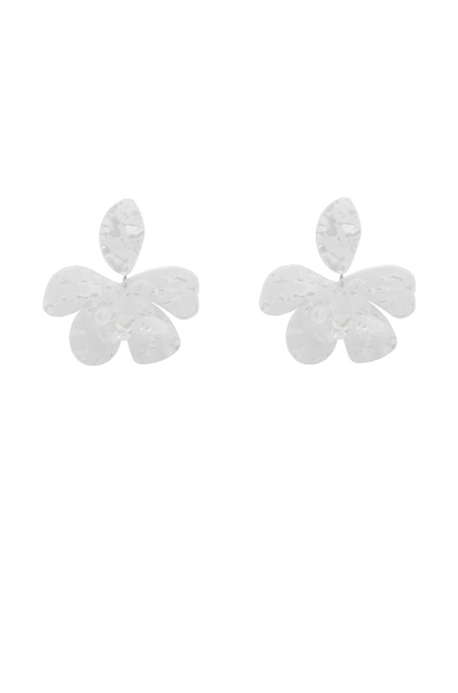 Side View Mimi Flower Earring In White