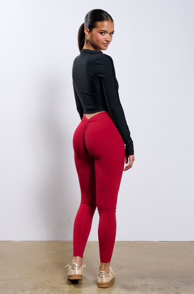 Full View On The Run Ruched Legging In Red
