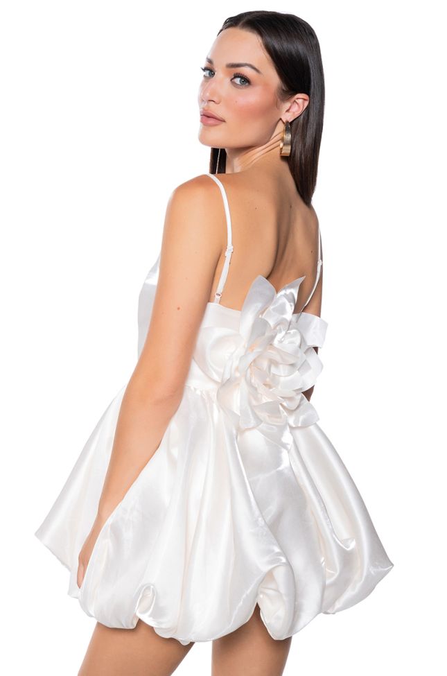 Side View Party In The Back Satin Mini Dress In Ivory