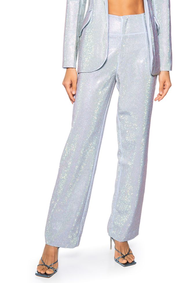 Front View Pop Star Fitted Rhinestone Trousers