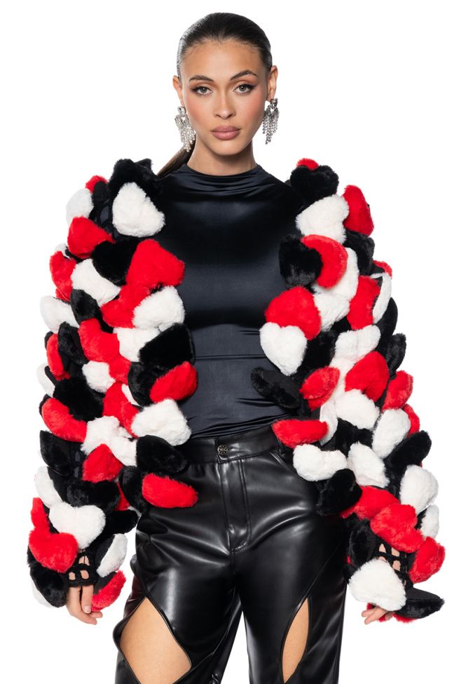 Front View Queen Of Hearts Plush Cardigan