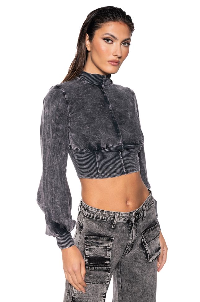 Front View Ready For Anything Casual Corset Long Sleeve Top