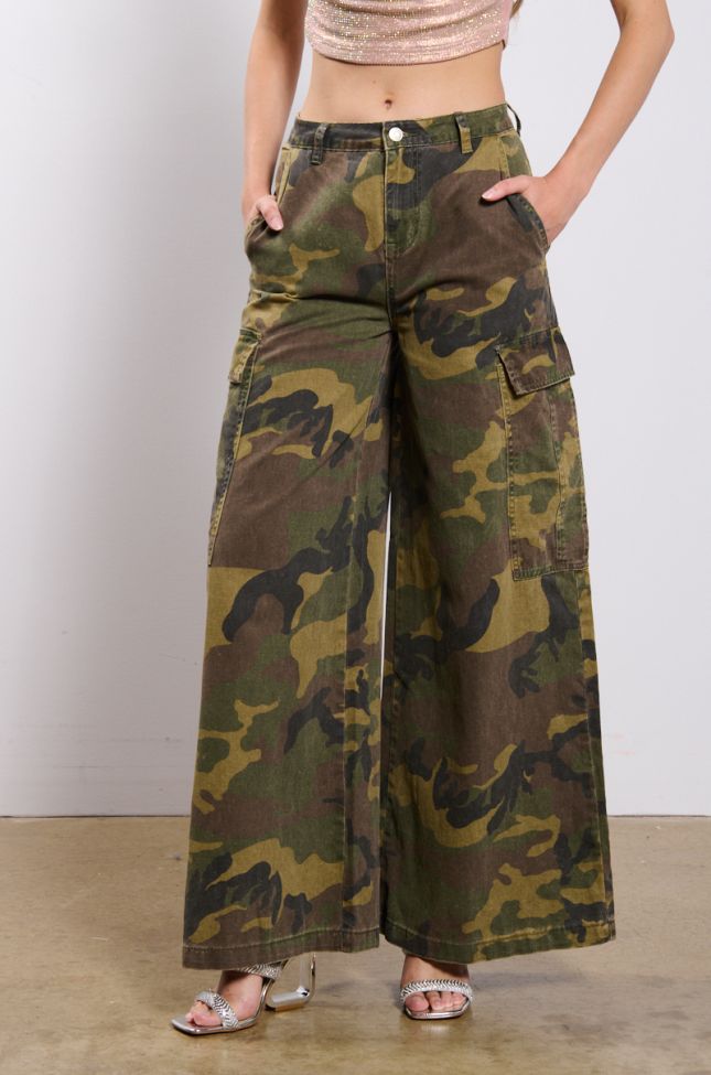 Front View Ride With Me Camo Wide Leg Pant