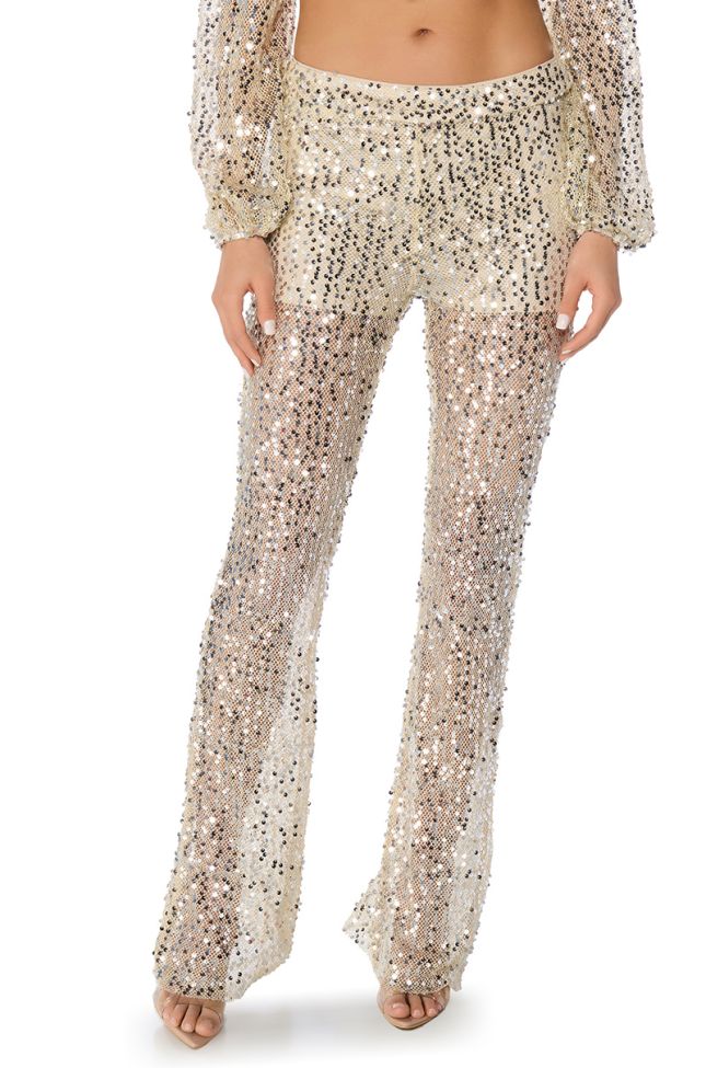 Front View Right Decision Sequin Straight Leg Pant