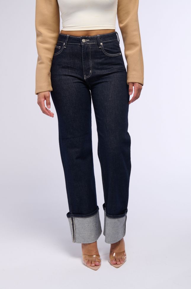 Front View Riley Cuffed Hem Relaxed Fit Denim
