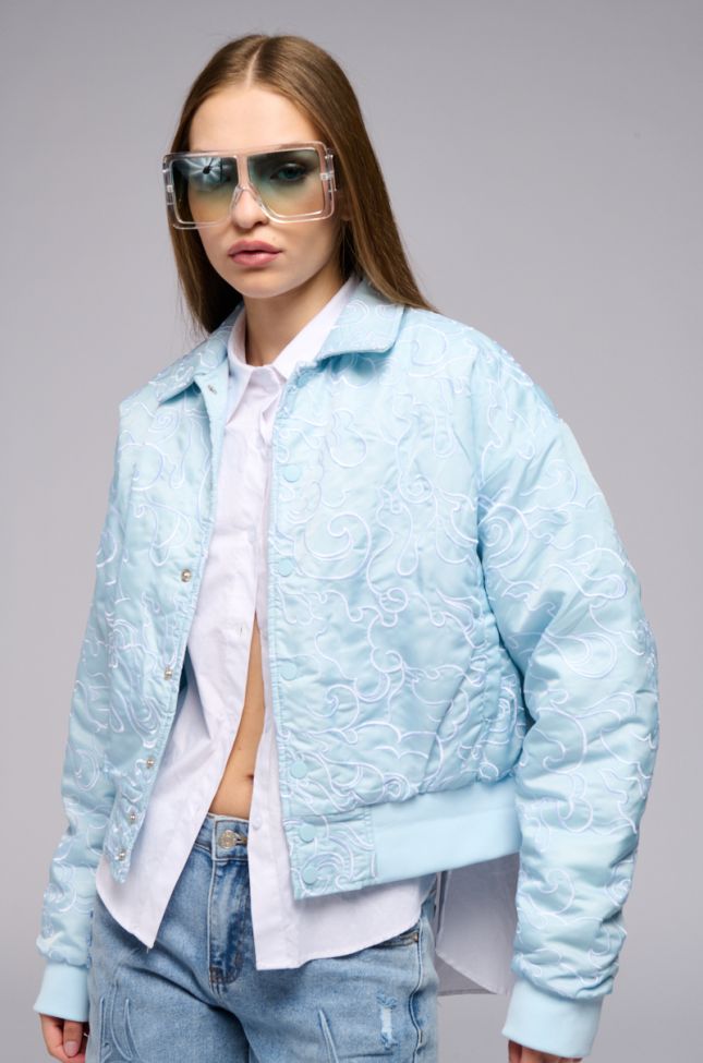 Front View Rosalia Embroidered Bomber