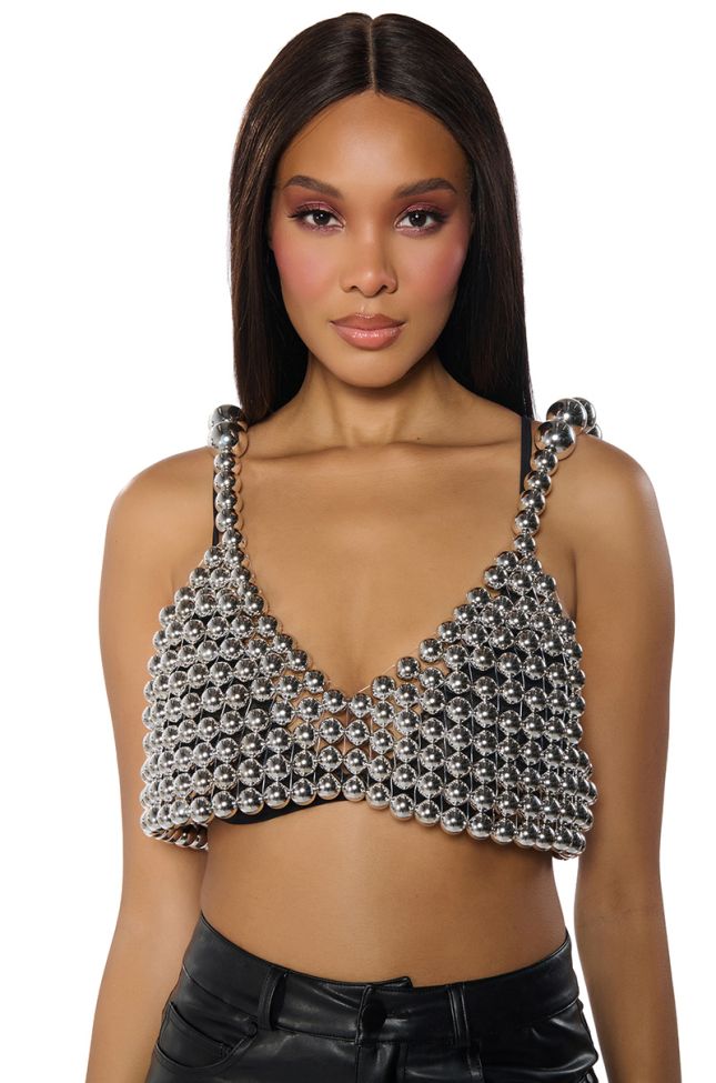 Front View Shes Famous Metallic Beaded Bra