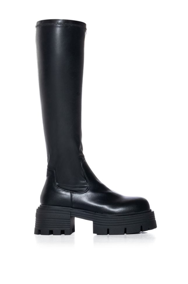 Side View **slim Fit** Azalea Wang Lynx Boot With 4 Way Stretch In Black