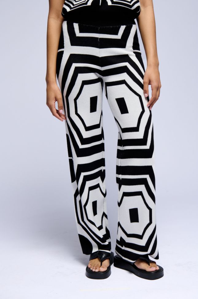 Front View Stop And Stare Geometric Print Knit Pant