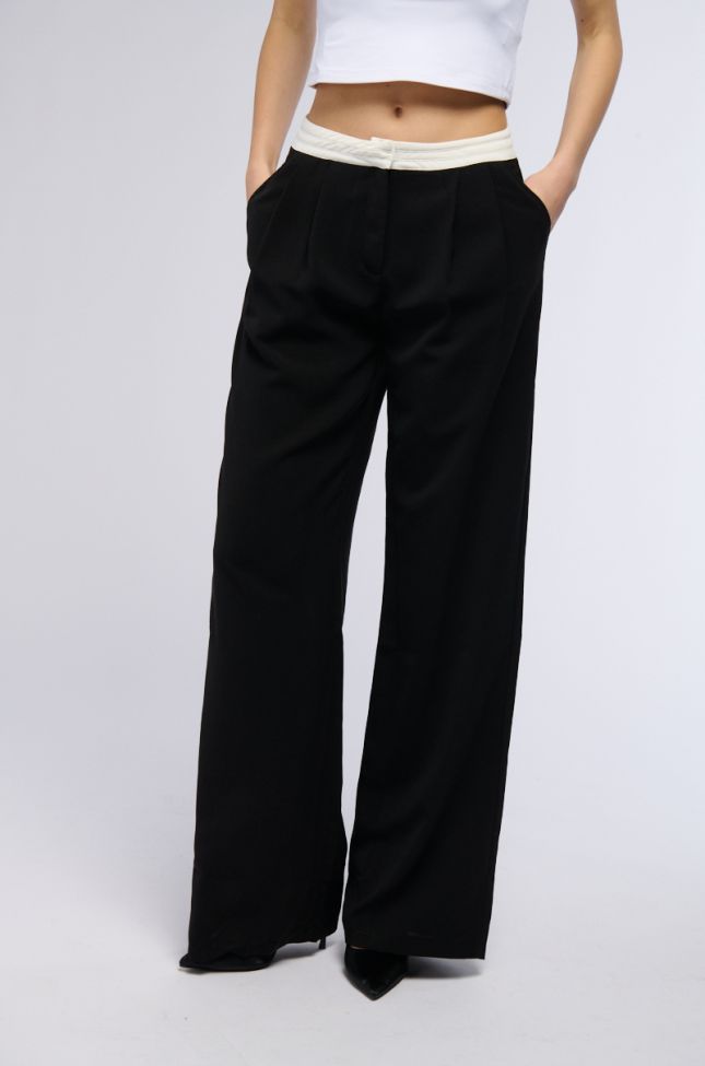 Extra View That Girl Contrast Waist Trouser In Black