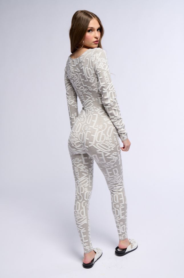Detail View Turning Heads Knit Long Sleeve Jumpsuit