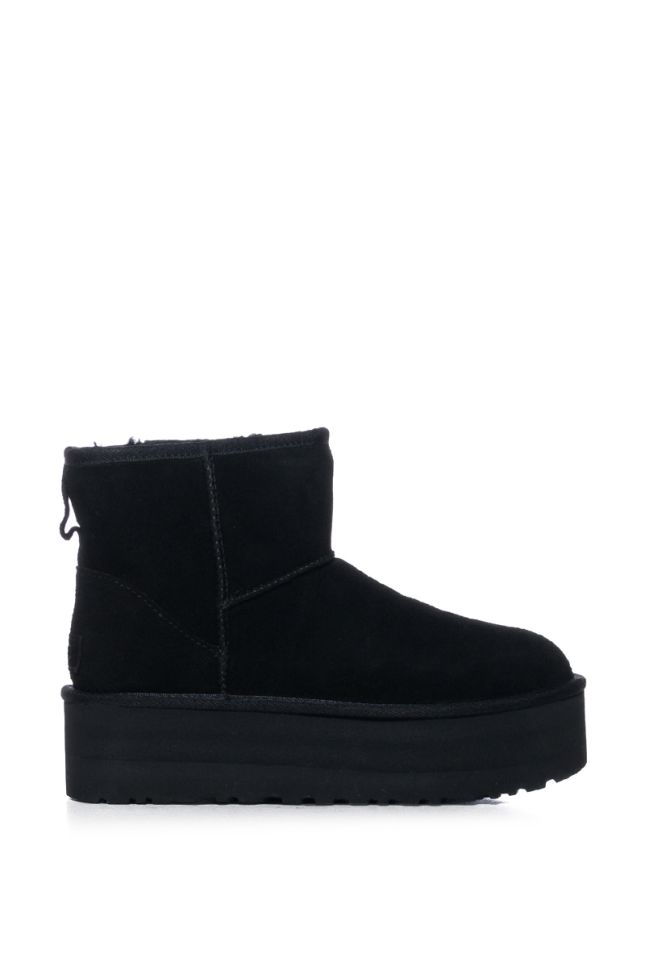 Side View Ugg Classic Mini Platform Bootie In Black