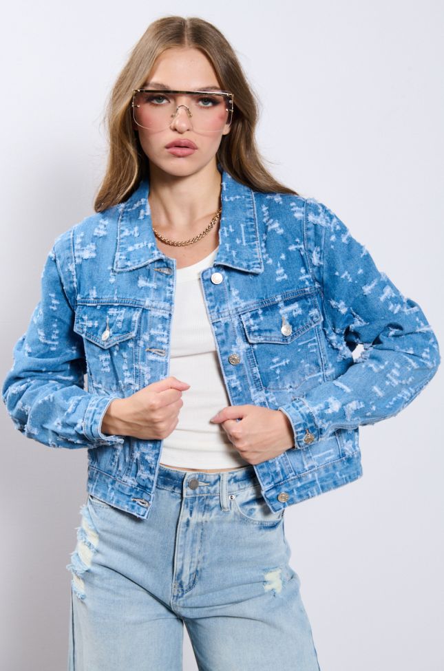 Front View Ultra Distressed Denim Jacket