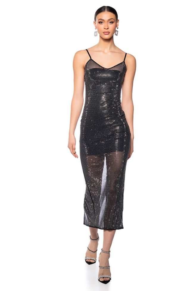 Front View Your Eyes Only Sheer Embellished Dress