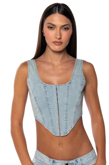 Out From Under Denim Corset Top