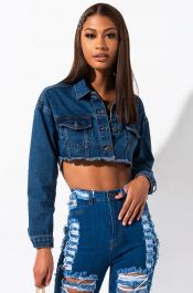 ON THE OPEN ROAD DISTRESSED DENIM JACKET