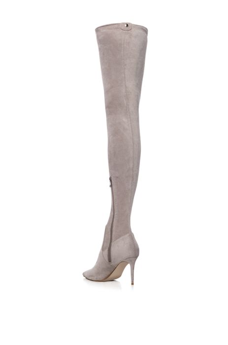 AZALEA WANG SWIPE RIGHT SUEDE THIGH HIGH BOOT IN GRAY