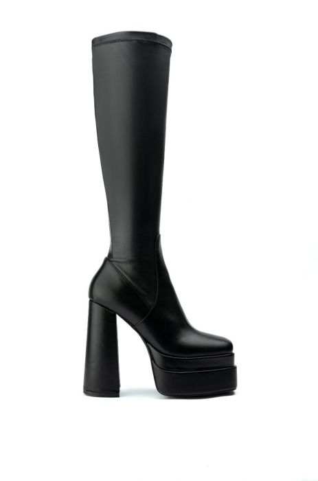 AZALEA WANG TO THE MAX CHUNKY STRETCH BOOT WITH 4 WAY STRETCH IN BLACK