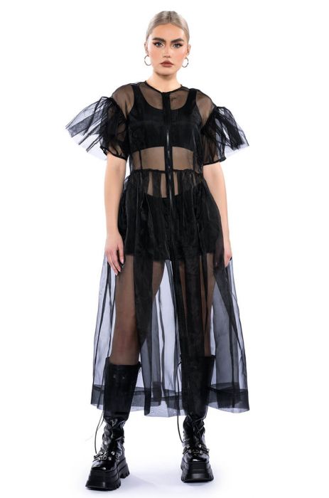DAPHINE MESH DUSTER in BLACK