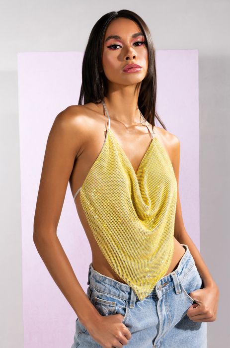 MIAMI ON THE LINE CHAINMAIL TOP in gold