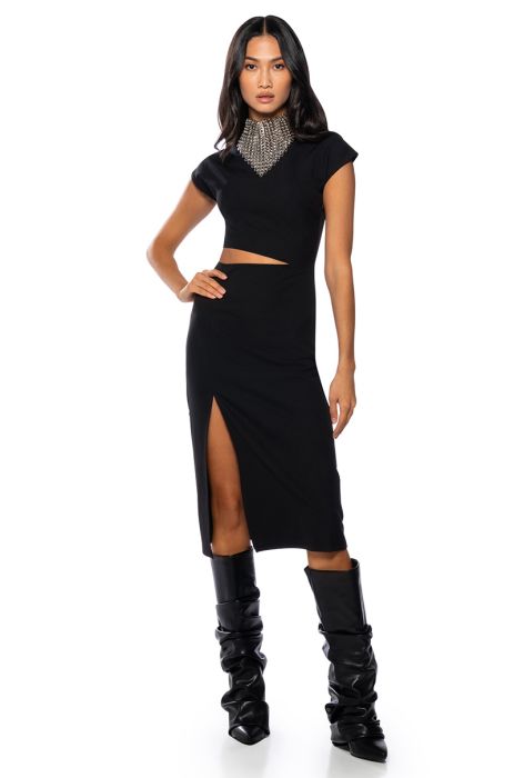 ONLY ONE CUT OUT TSHIRT MIDI DRESS IN BLACK
