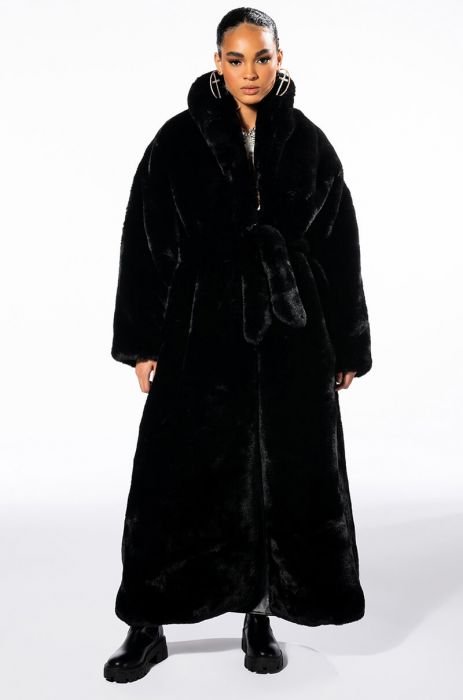 WINTER IS COMING LONG FAUX FUR TRENCH COAT